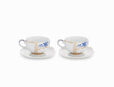 Set/2 Espresso Cups & Saucers - Royal White Infuser Foxyavenue UK